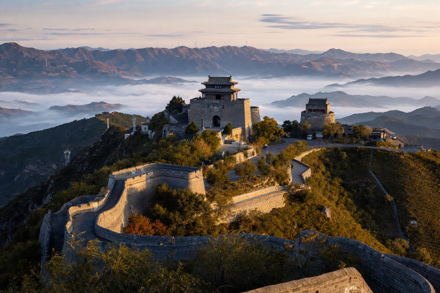 雁门关关城晨曦全景